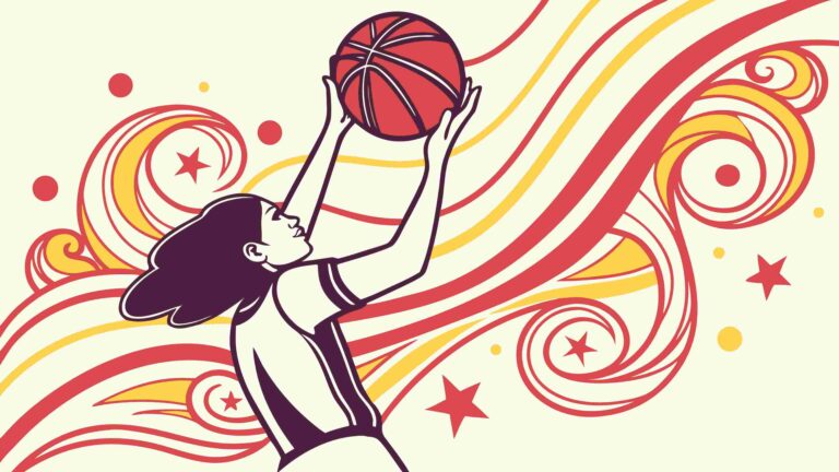 Female Basketball Player with Dynamic Abstract Lines, vector design Generative AI