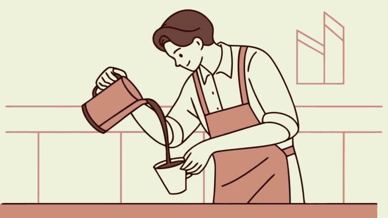 Barista Expertly Preparing Coffee in Cozy Cafe, vector design Generative AI