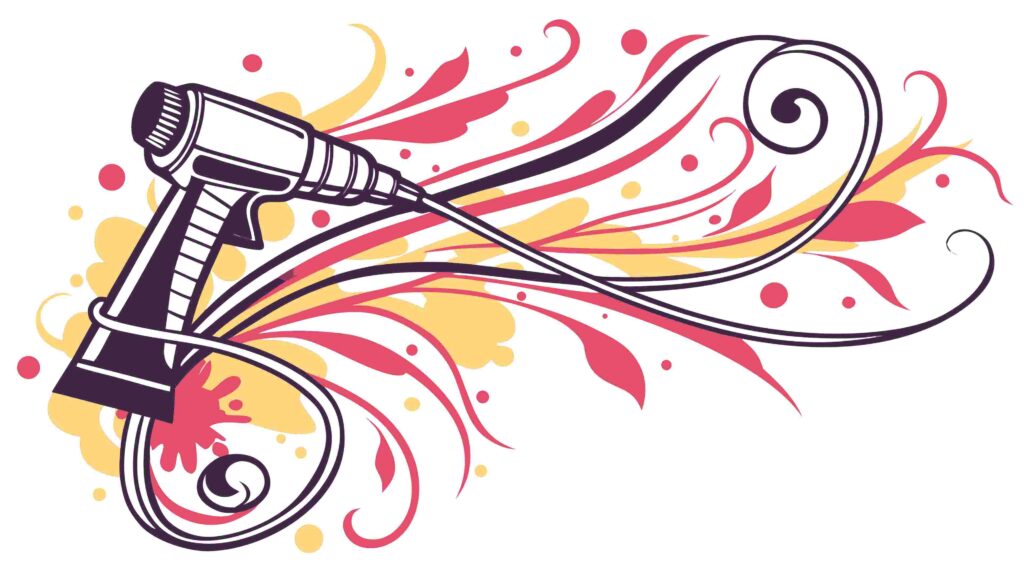 Artistic Hammer with Flowing Swirls and Particles, vector design Generative AI