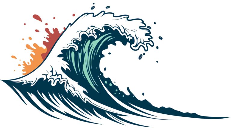 Dramatic Ocean Wave Crashing with Force, vector design Generative AI