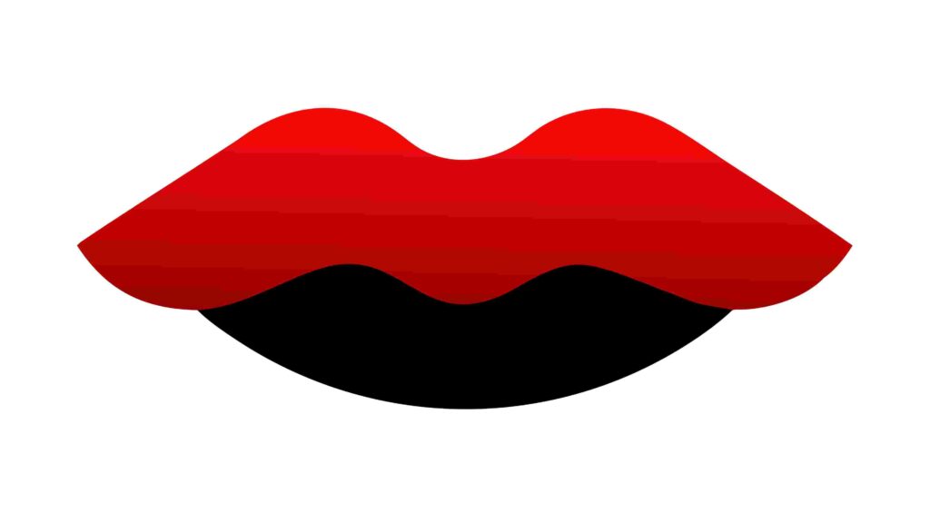 Stylized Black and Red Abstract Lip Shape, vector design Generative AI