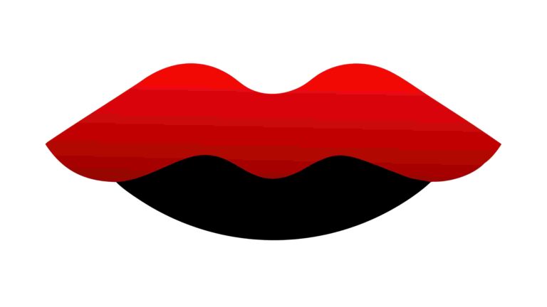 Stylized Black and Red Abstract Lip Shape, vector design Generative AI