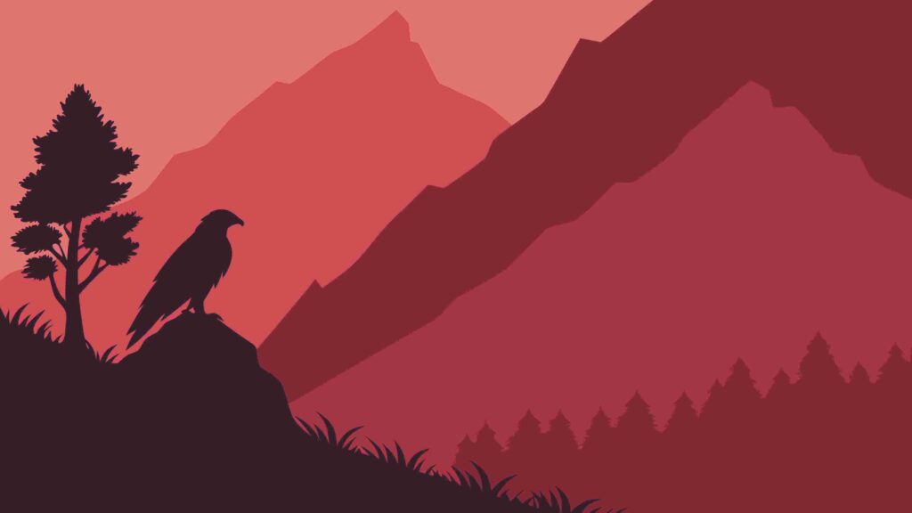 Eagle Silhouette Perched in Mountain Landscape, vector design Generative AI