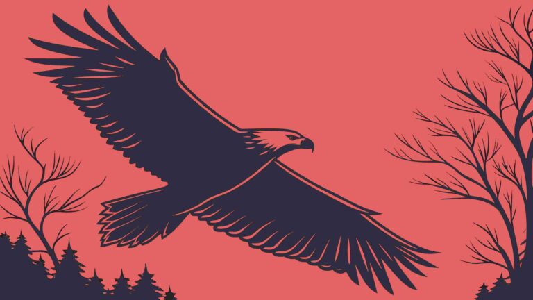 Majestic Eagle Silhouette in Barren Tree, vector design Generative AI