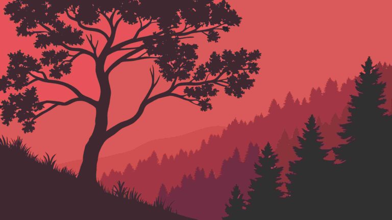 Mystical Forest Landscape with Solitary Tree, vector design Generative AI