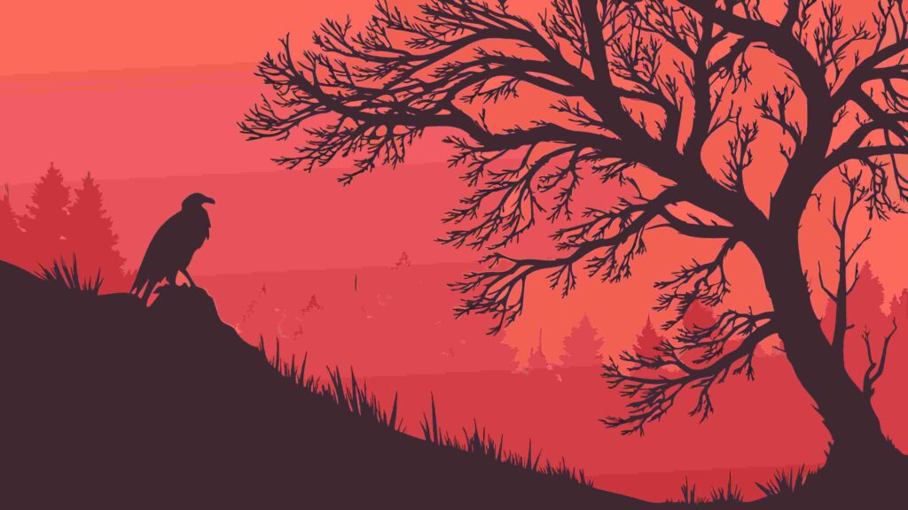 Serene Tree Silhouette in Misty Forest Landscape, vector design Generative AI