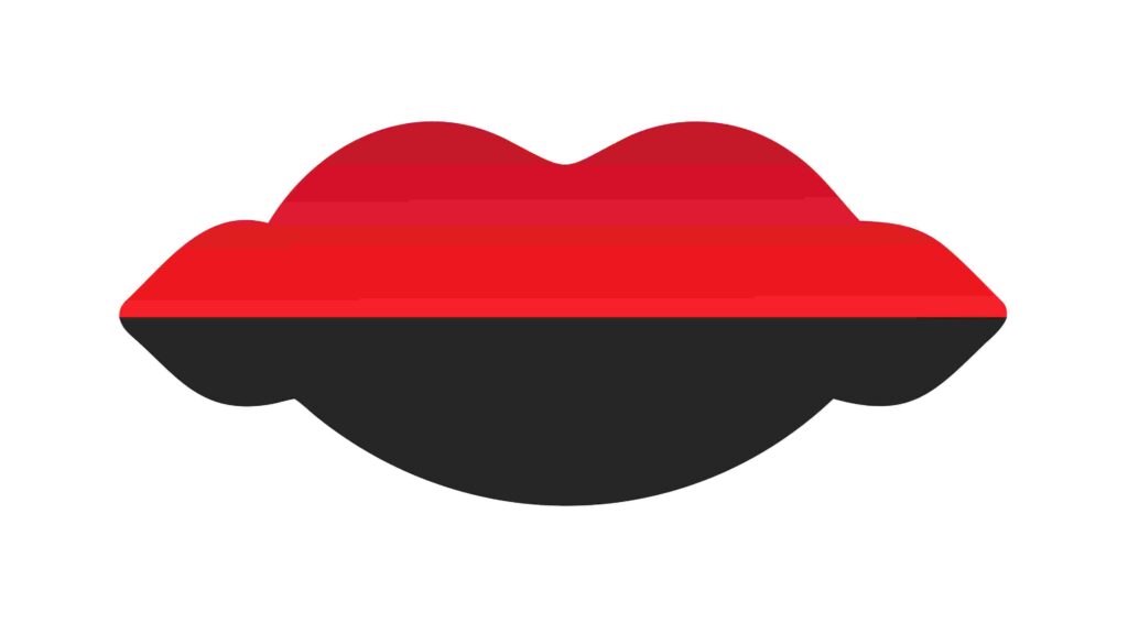 Glossy Red and Black Abstract Lip Icon Design, vector design Generative AI