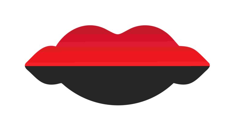 Glossy Red and Black Abstract Lip Icon Design, vector design Generative AI