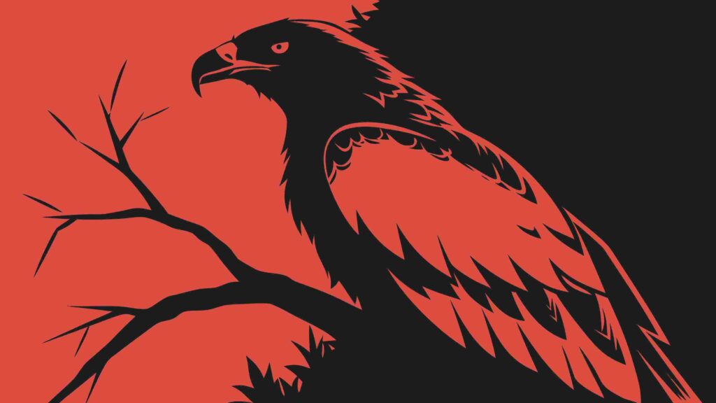 Majestic Eagle Silhouette on Branch at Sunset, vector design Generative AI