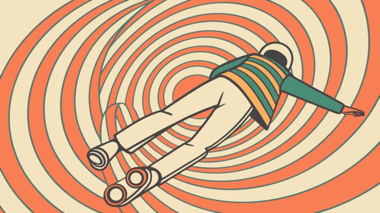 Dynamic Figure in Abstract Swirling Motion, vector design Generative AI