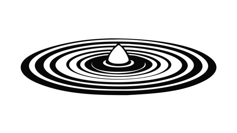 Striking Black and White Water Ripple Icon, vector design Generative AI