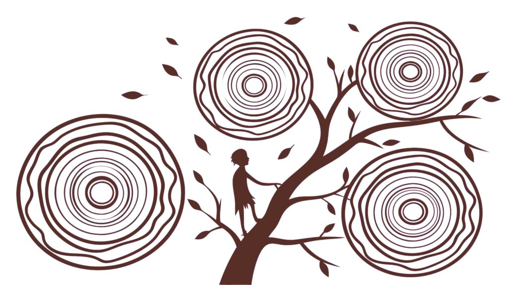 Abstract Tree with Swirling Bark Pattern, vector design Generative AI