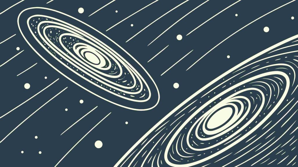 Abstract Galaxy Spiral with Distant Stars, vector design Generative AI