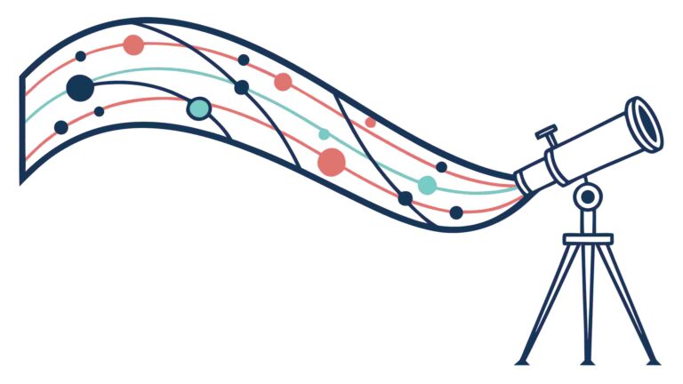 Scientific Discovery with Telescope and Data Ribbon, vector design Generative AI
