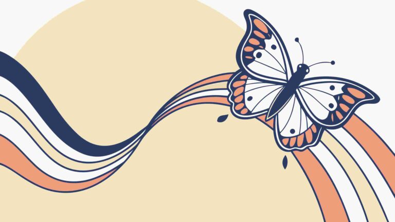 Butterfly on Rainbow Ribbon of Growth, vector design Generative AI