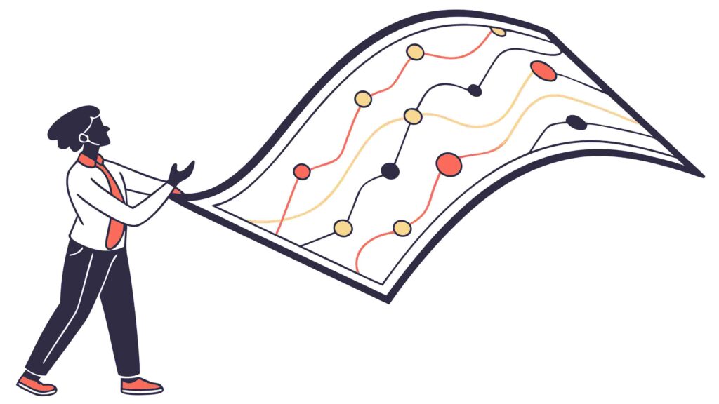 Collaborative Innovation with Data Ribbon, vector design Generative AI