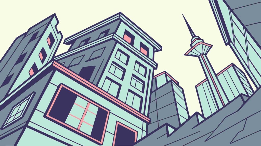 Iconic Skyscraper in Modern Urban Cityscape, vector design Generative AI