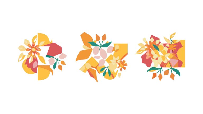 Vibrant Floral Bouquets Decorative Elements, vector design Generative AI