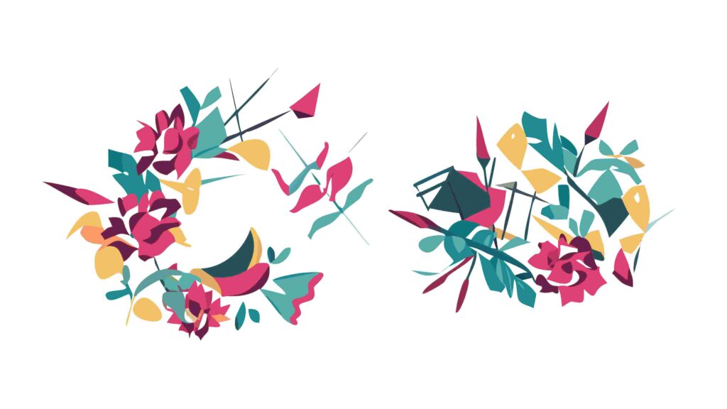 Decorative Floral Swirl Frame Design Elements, vector design Generative AI