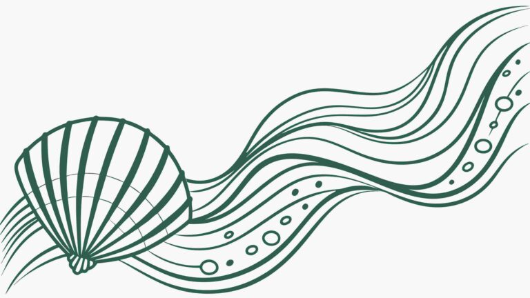Abstract Flowing Sea Waves and Shells, vector design Generative AI