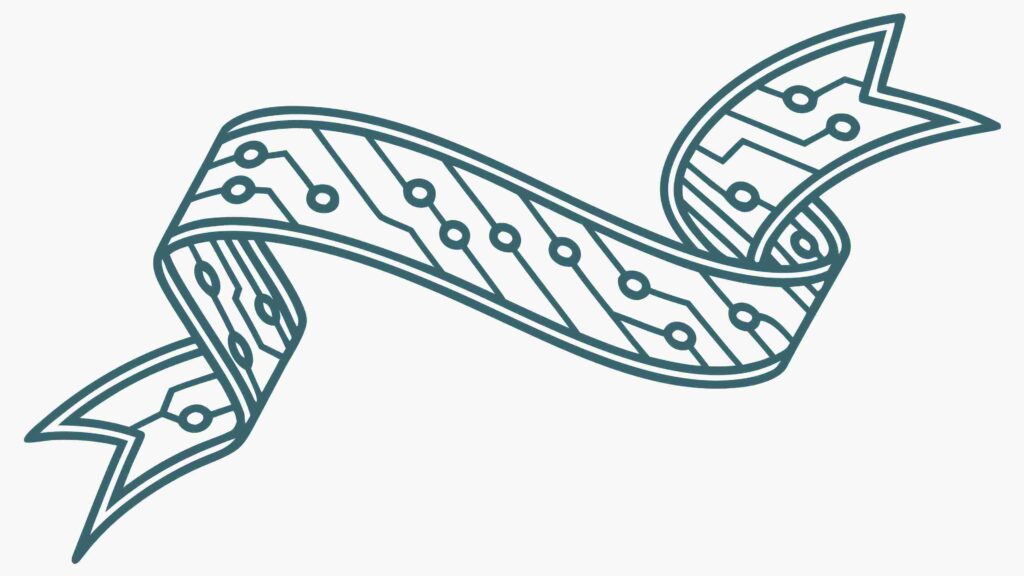 Futuristic Circuit Board Ribbon Banner, vector design Generative AI