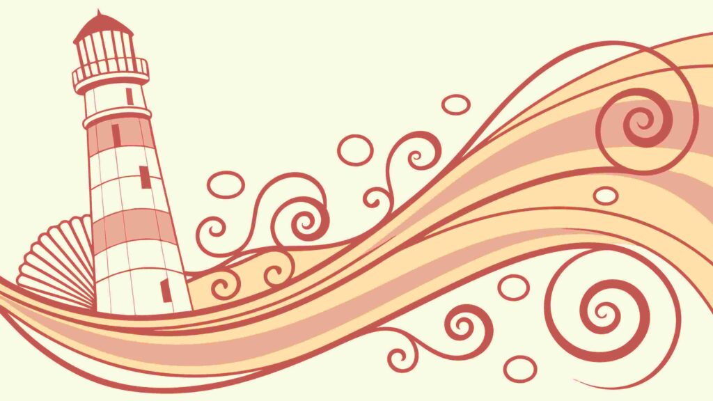 Lighthouse Amidst Abstract Swirling Waves, vector design Generative AI