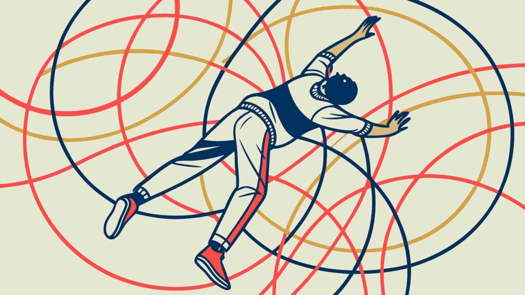 Climber on Abstract Network Grid Path, vector design Generative AI