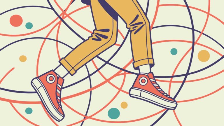 Energetic Running Legs on Abstract Lined Background, vector design Generative AI