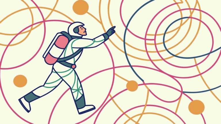Astronaut Exploring Abstract Cosmic Landscape, vector design Generative AI