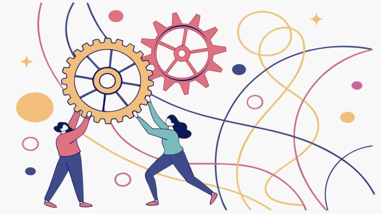 Teamwork & Problem Solving with Gears Abstract Vector, vector design Generative AI