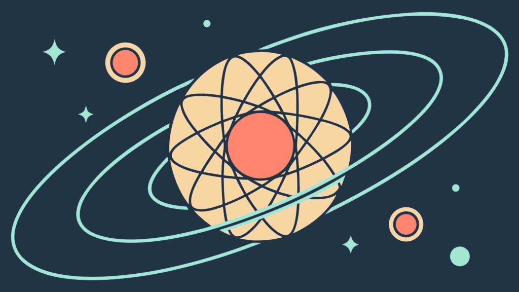Abstract Planetary System with Orbiting Rings Vector, vector design Generative AI