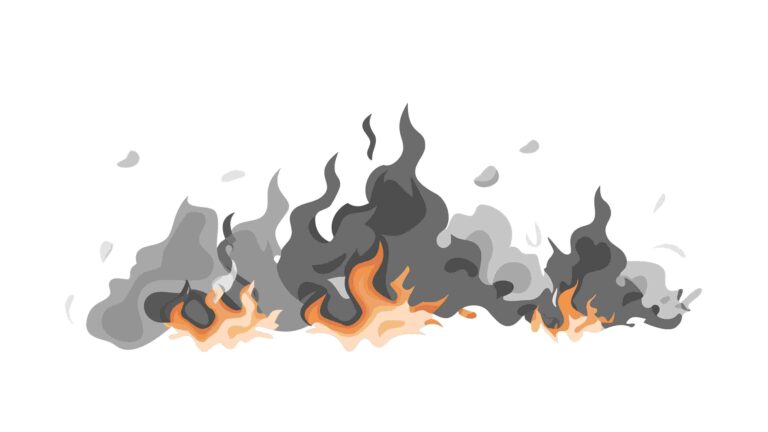 Distant Forest Fire Burning with Smoke Vector, vector design Generative AI