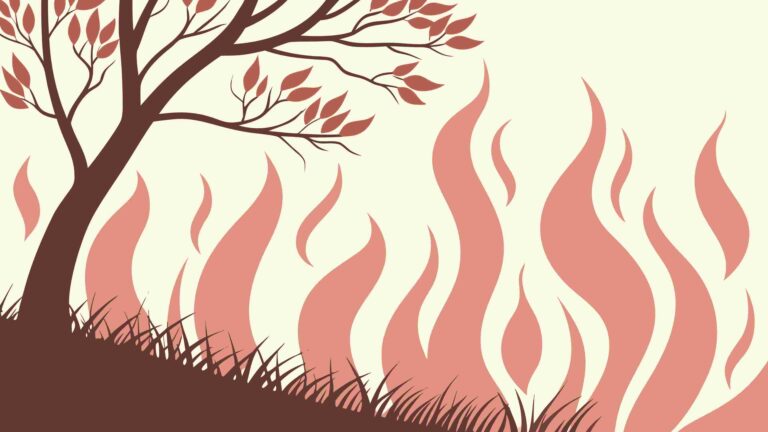 Forest Fire Flames & Smoke Landscape Vector, vector design Generative AI