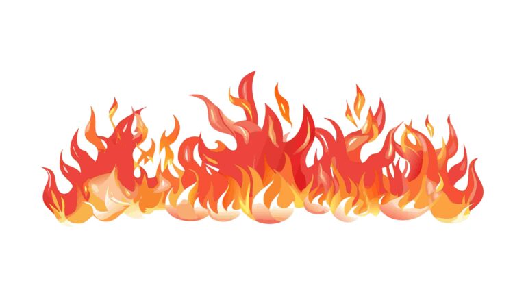 Horizontal Line of Dynamic Fire Flames Vector, vector design Generative AI