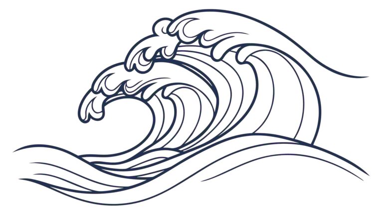 Bold Ocean Wave Outline Vector Graphic Design, vector design Generative AI