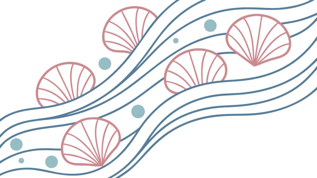 Abstract Ocean Waves & Seashells Vector Pattern, vector design Generative AI