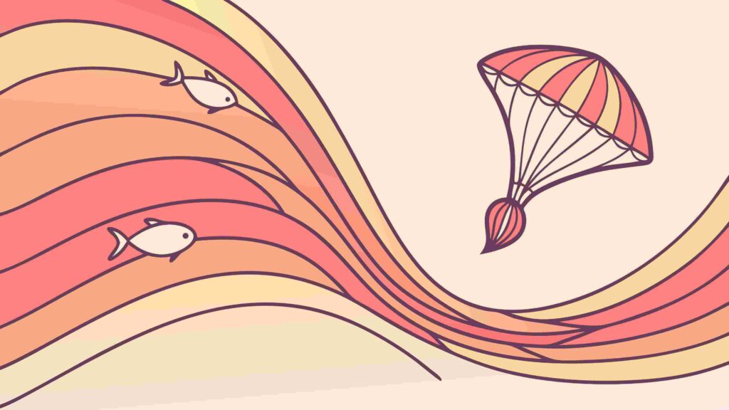 Paraglider Soaring Over Abstract Wavy Landscape, vector design Generative AI