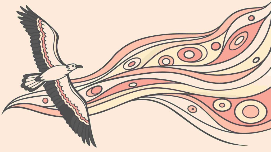 Majestic Eagle Soaring Over Abstract Wavy Pattern, vector design Generative AI