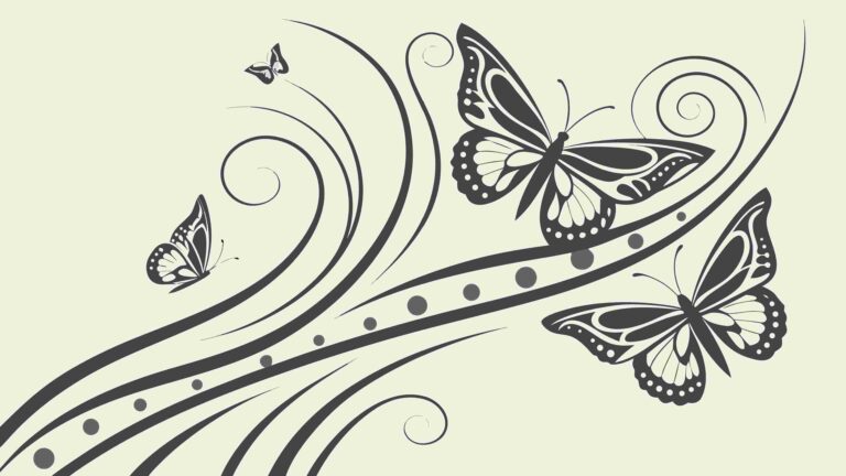 Elegant Butterfly with Swirling Floral Vines Design, vector design Generative AI