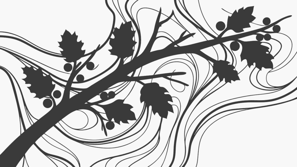 Bare Tree Branch Silhouette with Detailed Twigs, vector design Generative AI
