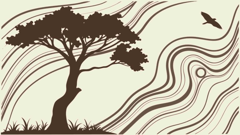 Solitary Deciduous Tree Silhouette with Lush Canopy, vector design Generative AI