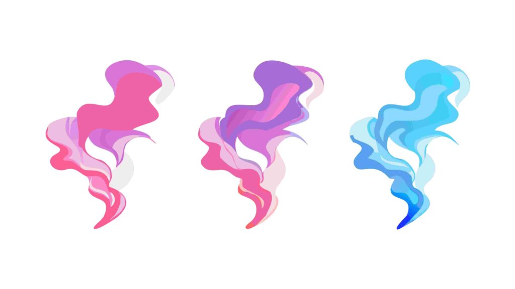 Dynamic Abstract Smoke Plumes in Vibrant Colors, vector design Generative AI