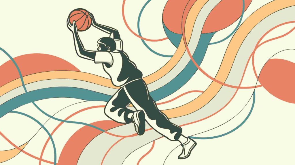 Basketball Player in Motion with Dynamic Abstract Lines, vector design Generative AI