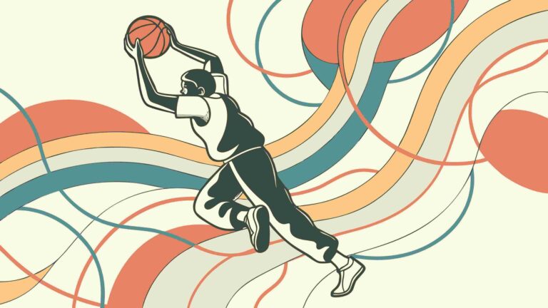 Basketball Player in Motion with Dynamic Abstract Lines, vector design Generative AI