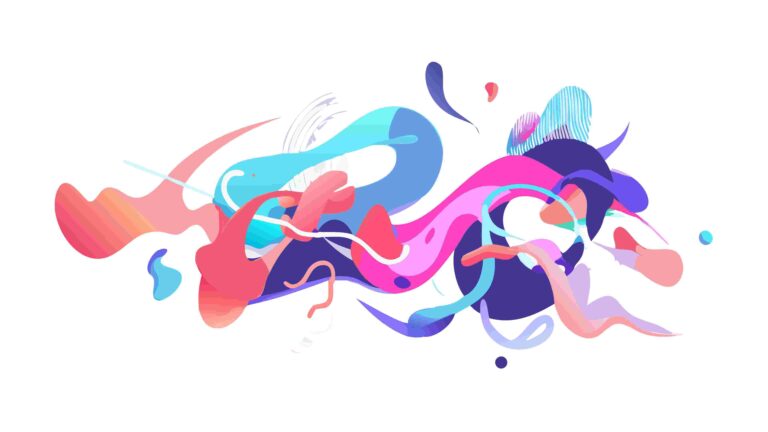Vibrant Abstract Paint Swirl in Energetic Colors, vector design Generative AI