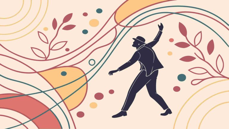 Energetic Runner with Abstract Lines and Floral Elements, vector design Generative AI