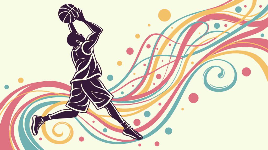 Dynamic Basketball Player Silhouette with Abstract Lines, vector design Generative AI