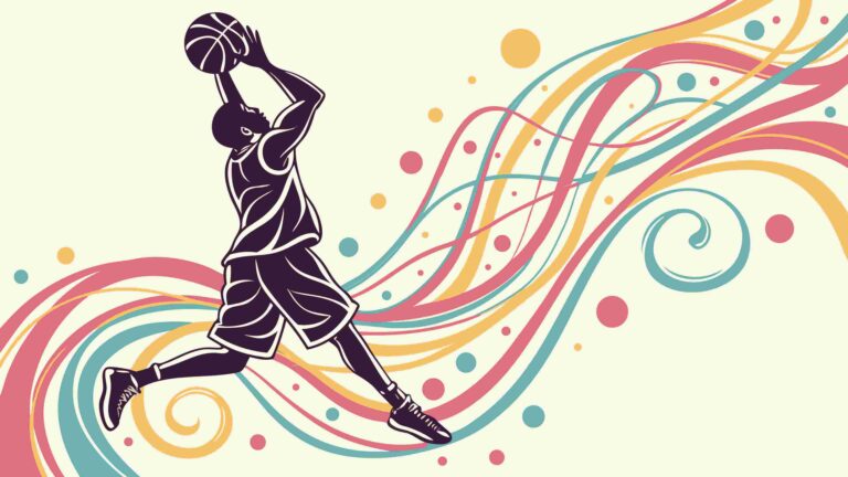 Dynamic Basketball Player Silhouette with Abstract Lines, vector design Generative AI