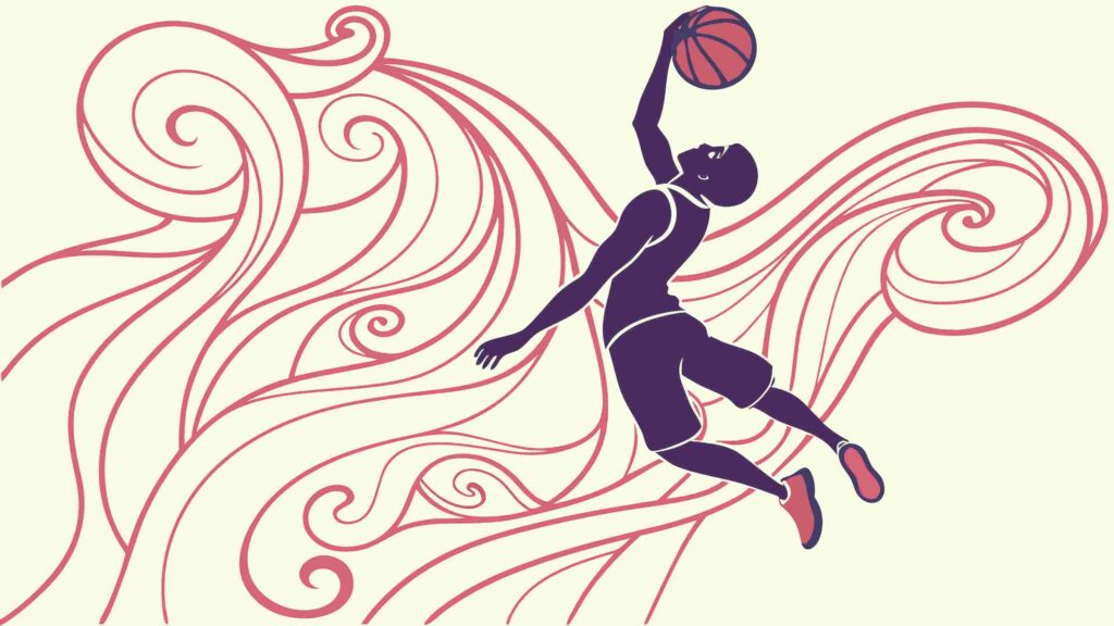 Woman Basketball Player with Flowing Abstract Lines, vector design Generative AI