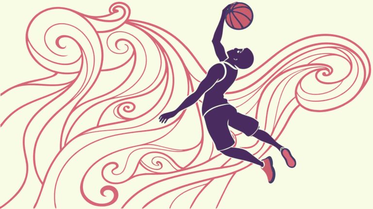 Woman Basketball Player with Flowing Abstract Lines, vector design Generative AI